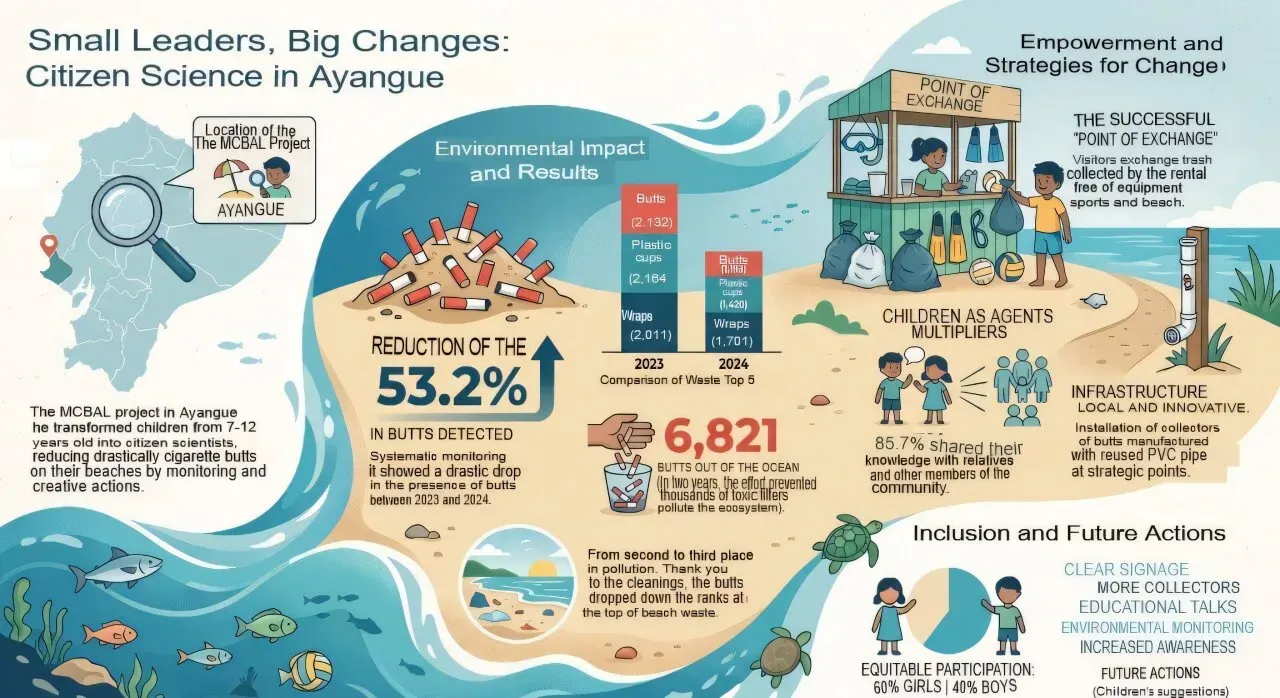 Child-led citizen science helps Ecuadorian community tackle beach pollution and shape environmental decisions