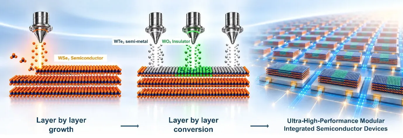 Single 2D crystal transforms into transistor with built-in insulation and electrical contacts