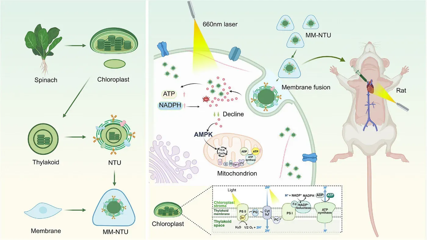 Spinach nanoparticles help failing rat hearts via 'borrowed photosynthesis'
