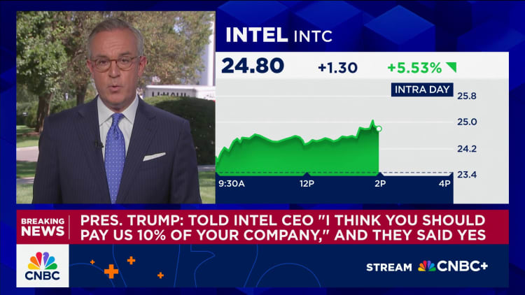 President Trump says Intel CEO agreed to pay U.S. 10% of the company