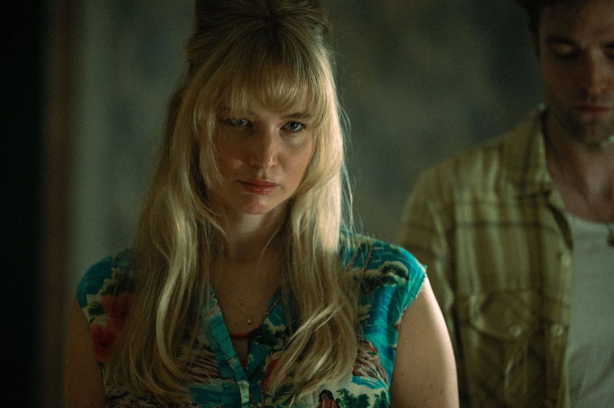 <i>Kimberly French/MUBI via CNN Newsource</i><br/>Lawrence and Pattinson in a scene from "Die My Love."