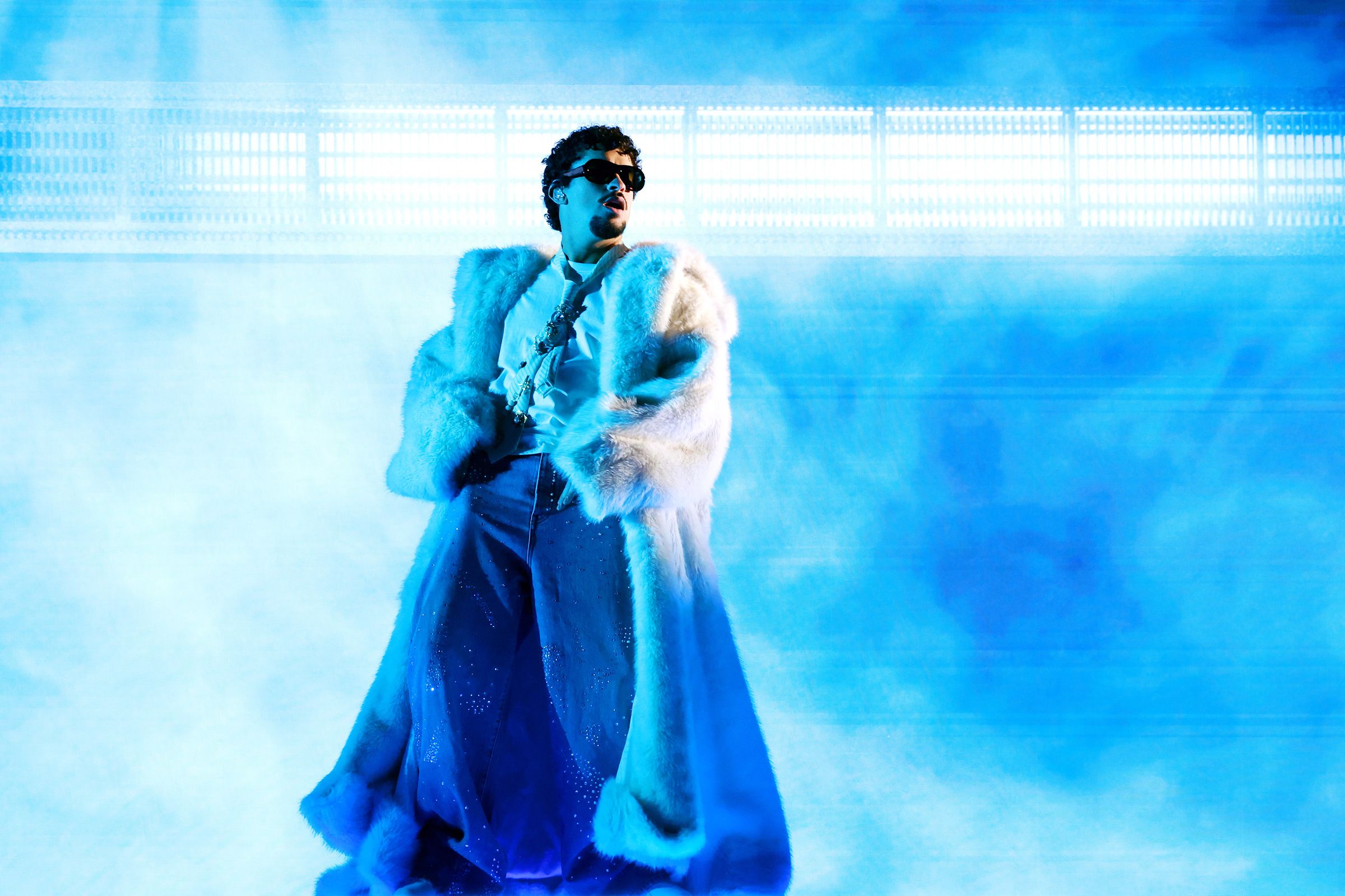 <i>Kevin Mazur/Getty Images for iHeartRadio via CNN Newsource</i><br/>Bad Bunny performs onstage at the 2025 iHeartRadio Music Awards at Dolby Theatre in Los Angeles