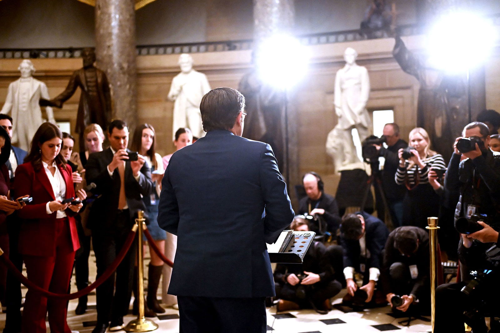 Alex Wroblewski/AFP/Getty Images via CNN NewsourceHouse Speaker Mike Johnson speaks with reporters after the vote to re-open the government