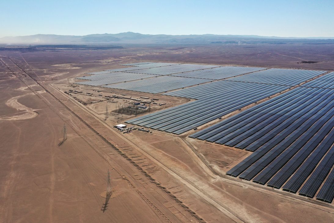 CEME1, Chile's largest solar power plant, in the Atacama Desert on July 8, 2024. It's made up of nearly 900,000 solar panels on an area equivalent to 370 football fields.