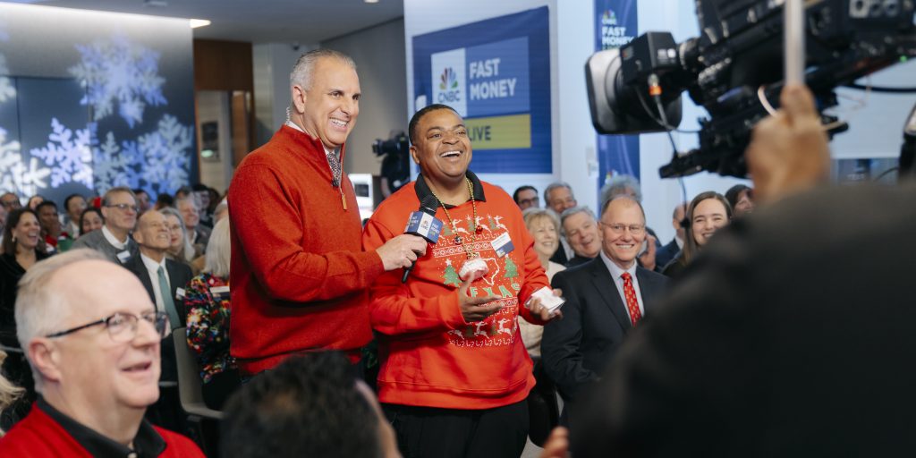 CNBC's Guy Adami with a Fast Money fan.