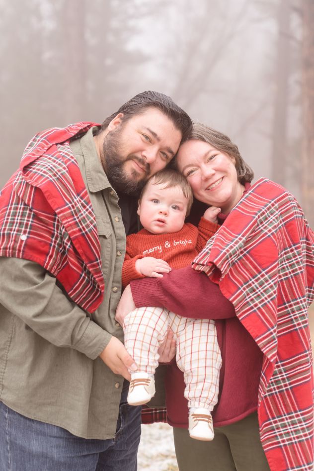 Emily Wildau with her husband and son in Tijeras, New Mexico.
