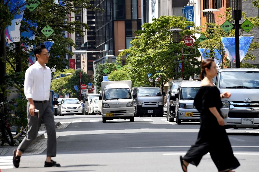 A kei, or light car in Japanese, in the Ginza shopping district in Tokyo.