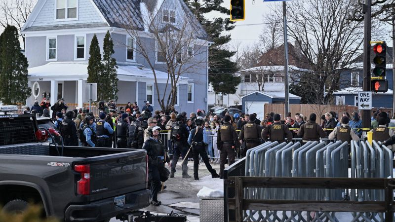 Large crowd gathering in Minneapolis following shooting of woman four blocks from where George Floyd was killed