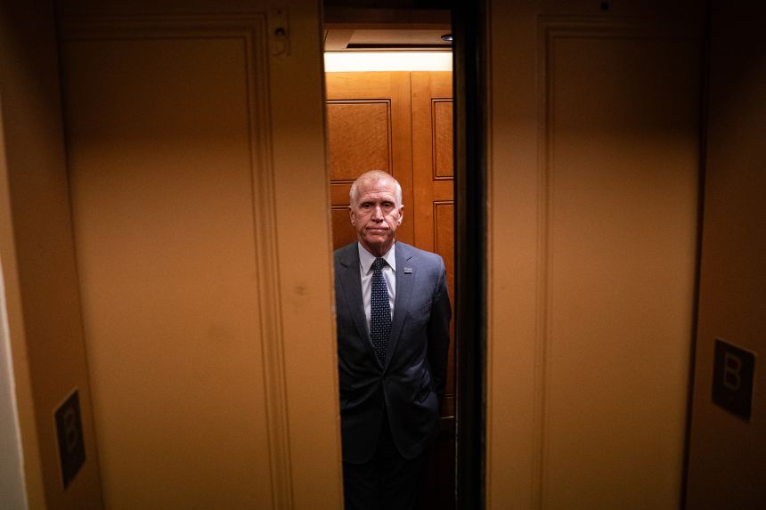 Senator Thom Tillis, a Republican from North Carolina, arrives for a vote at the Capitol in Washington, DC, on January 6, 2026.