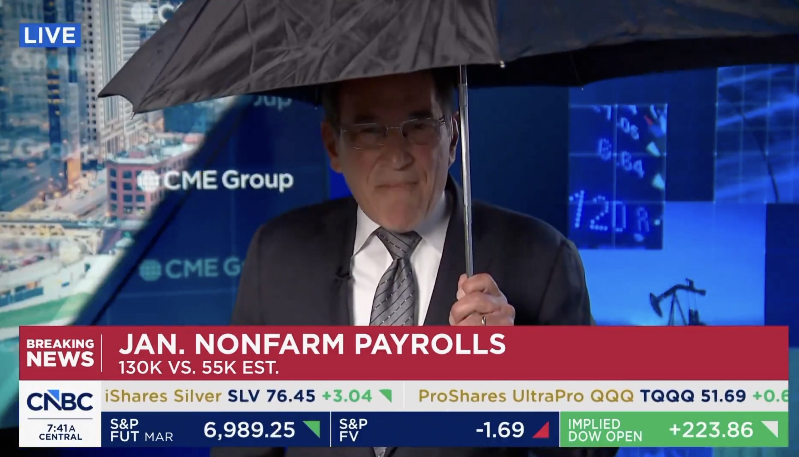 CNBC's Umbrella-Toting Rick Santelli Mocks Trump 'Naysayers'