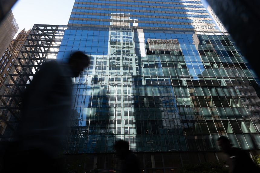 Crowds walk through midtown Manhattan on October 16, 2025 in New York City.