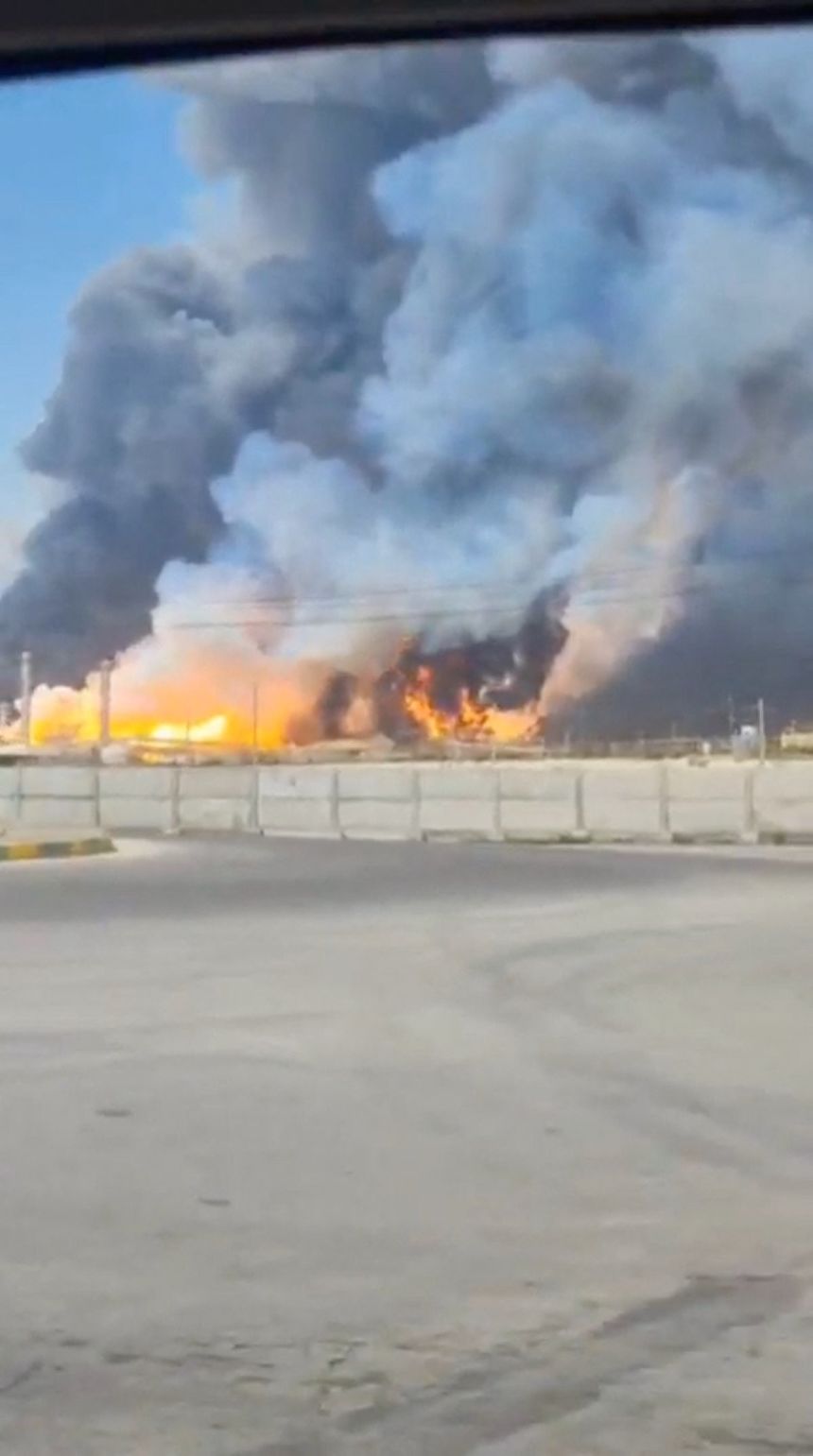 Smoke and fire rise near the South Pars gas field in Iran following an attack on Wednesday.