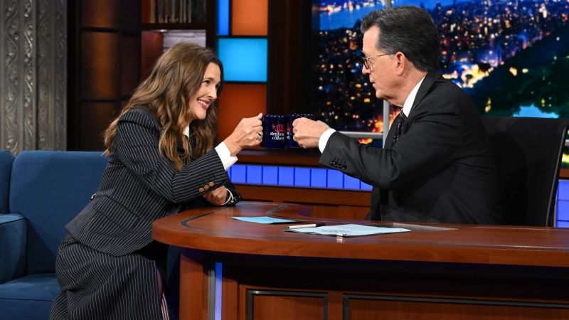 Drew Barrymore revisits ‘Late Show’ desk dance more than 30 years later with Stephen Colbert