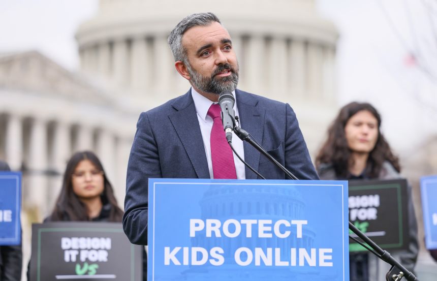 New Mexico Attorney General Raúl Torrez speaks during a rally on holding social media companies accountable for protecting teens on January 31, 2024 in Washington, DC. Torrez accuses Meta of failing to keep New Mexico teens safe.