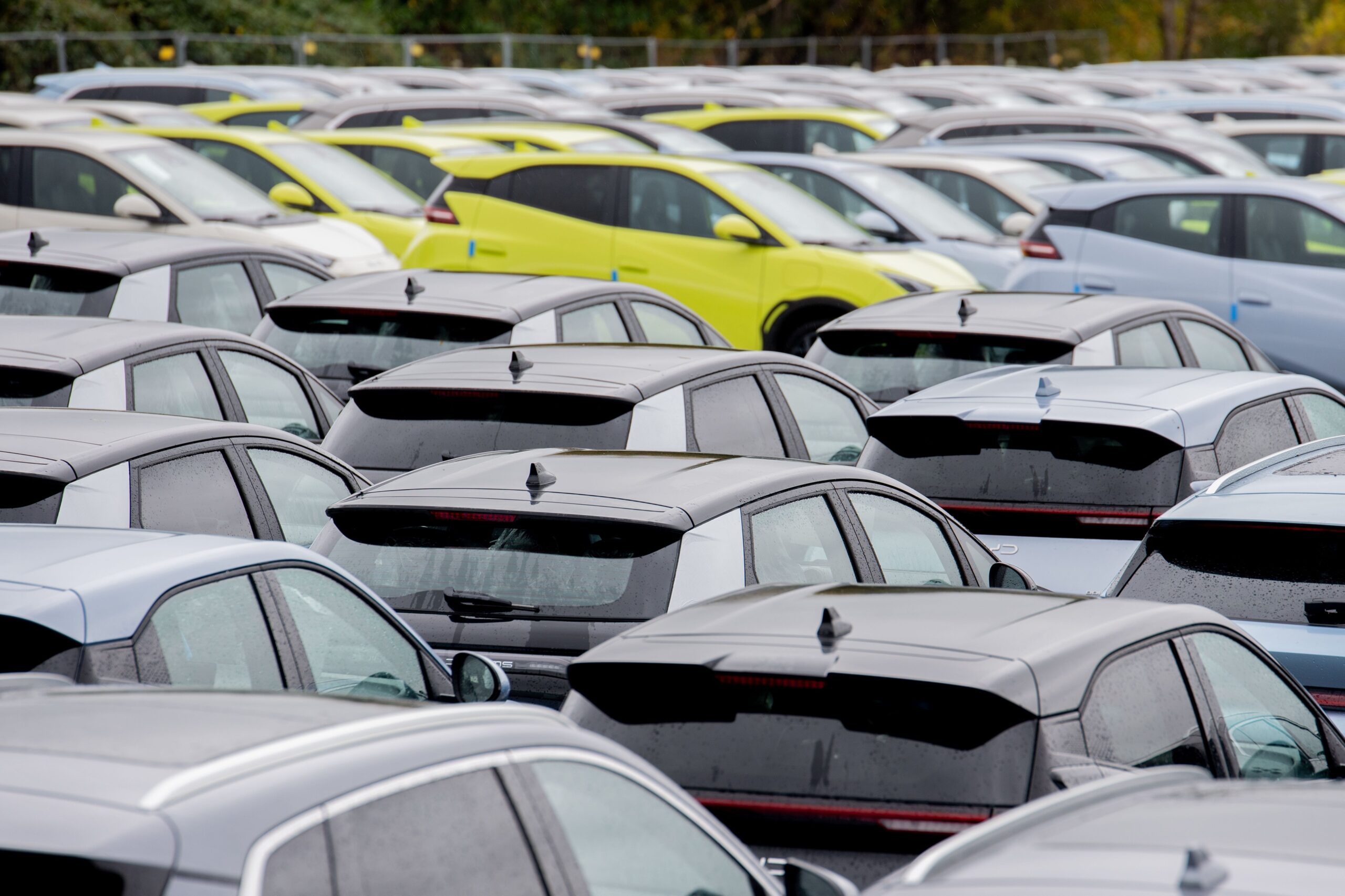 Wang Chun/VCG/Getty Images via CNN NewsourceDomestic vehicles waiting to be loaded onto a ro-ro ship for export at Lianyungang Port