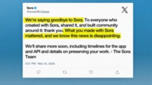 OpenAI says it will discontinue AI video platform Sora