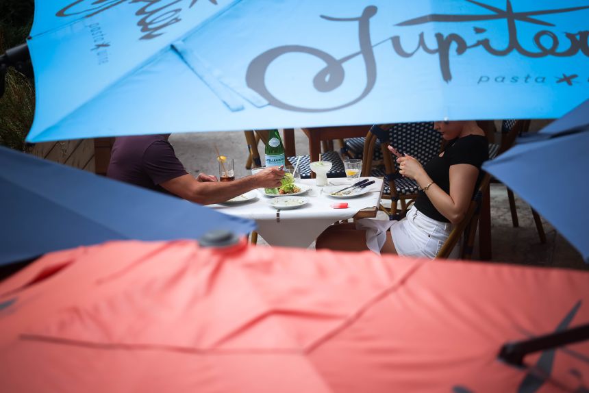 Diners at a restaurant in New York.