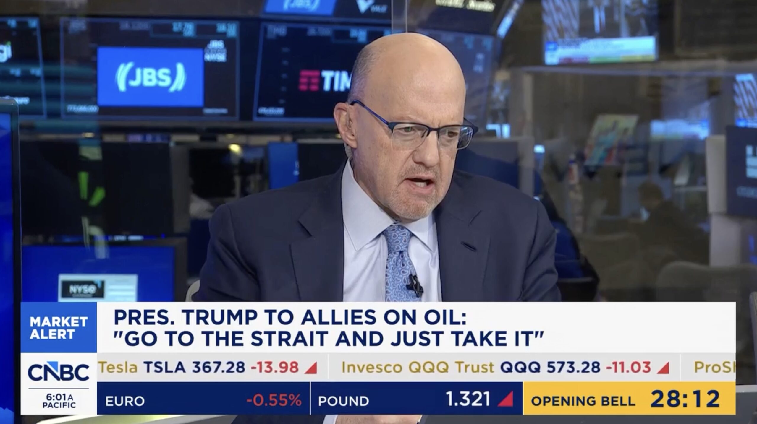 CNBC's Jim Cramer Delivers a Sullen Wall Street Forecast After Trump's Speech