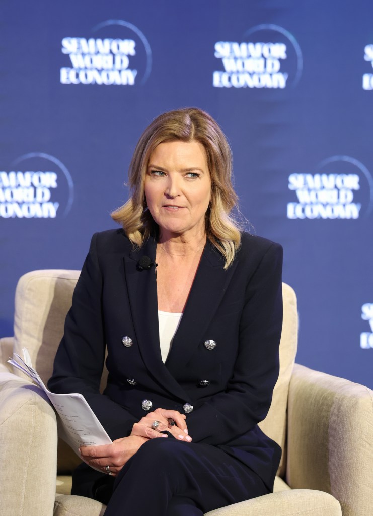 Christine Romans speaks on stage during Semafor World Economy 2026.