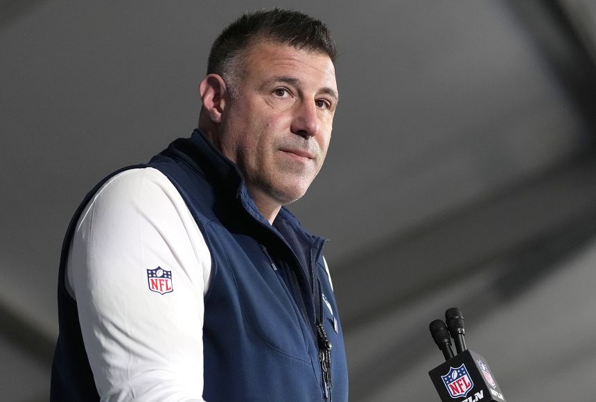 New England Patriots head coach Mike Vrabel, above, addresses the media prior to Super Bowl LX on February 04, 2026, in Santa Clara, California.