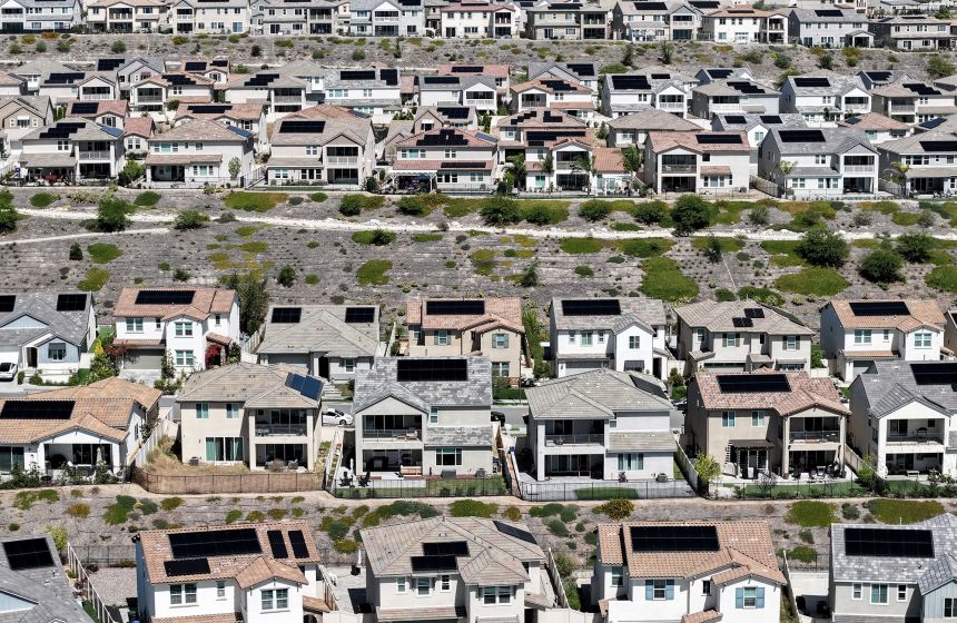 Homes with solar panels in Santa Clarita, California.