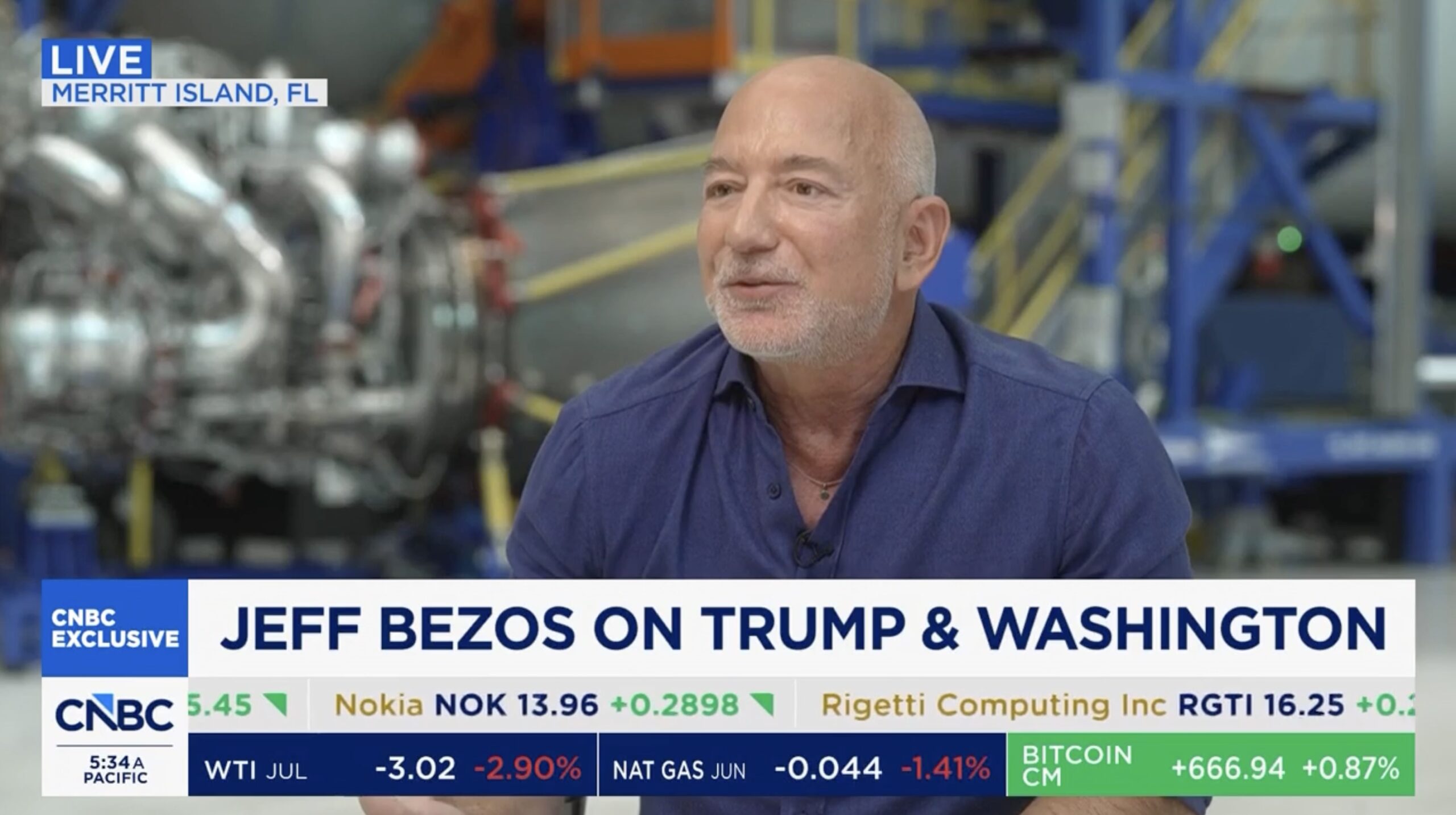 Jeff Bezos Fawns Over 'Mature,' 'Disciplined' Trump on CNBC