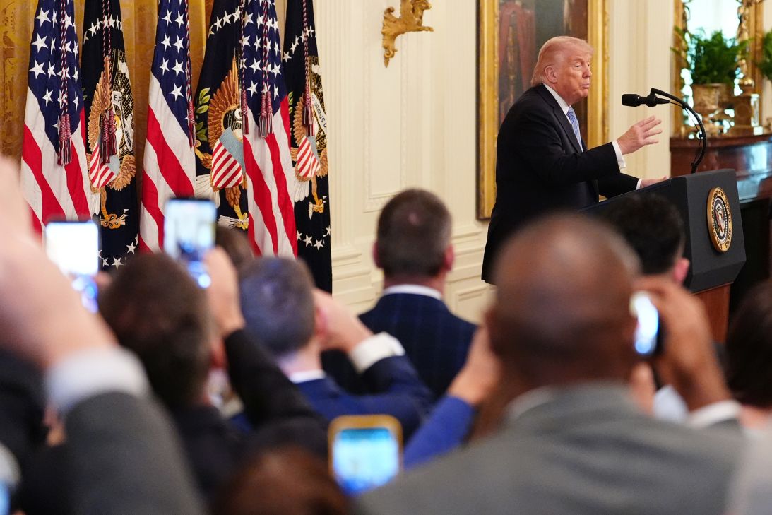 President Donald Trump speaks during an event with small businesses at the White House. Mom-and-pop shops are under increasing pressure.