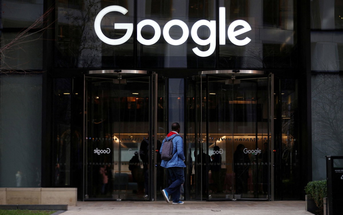 <i>Hannah McKay/Reuters via CNN Newsource</i><br/>The Google logo is pictured at the entrance to the Google offices in London
