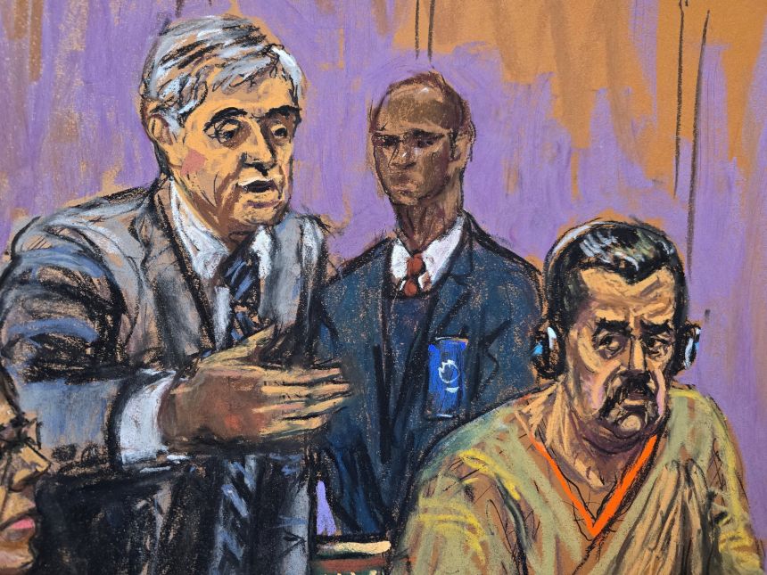 Ousted Venezuelan President Nicolas Maduro attend a hearing in a narco-terrorism case in New York City, U.S., March 26, 2026 in this courtroom sketch.