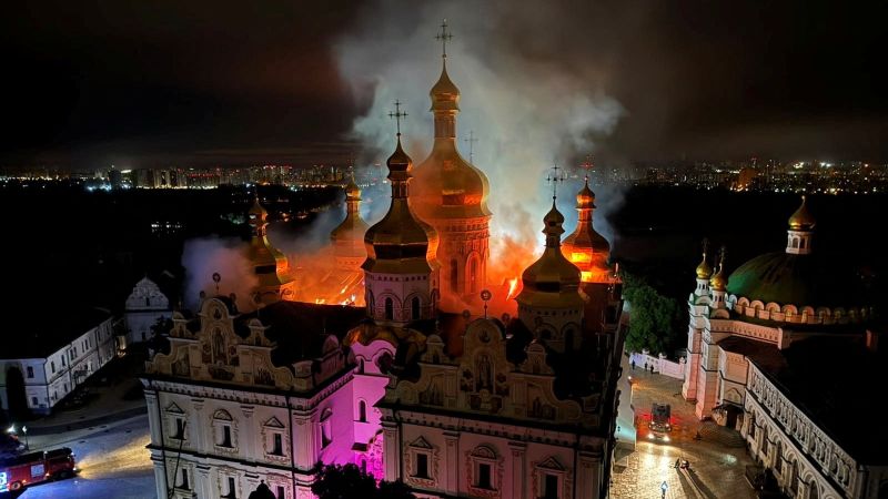 Ukraine’s Kyiv Pechersk Lavra monastery on fire following major Russian attack