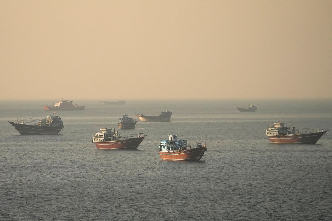 Vessels at the Strait of Hormuz, as seen from Musandam, Oman, June 15, 2026.