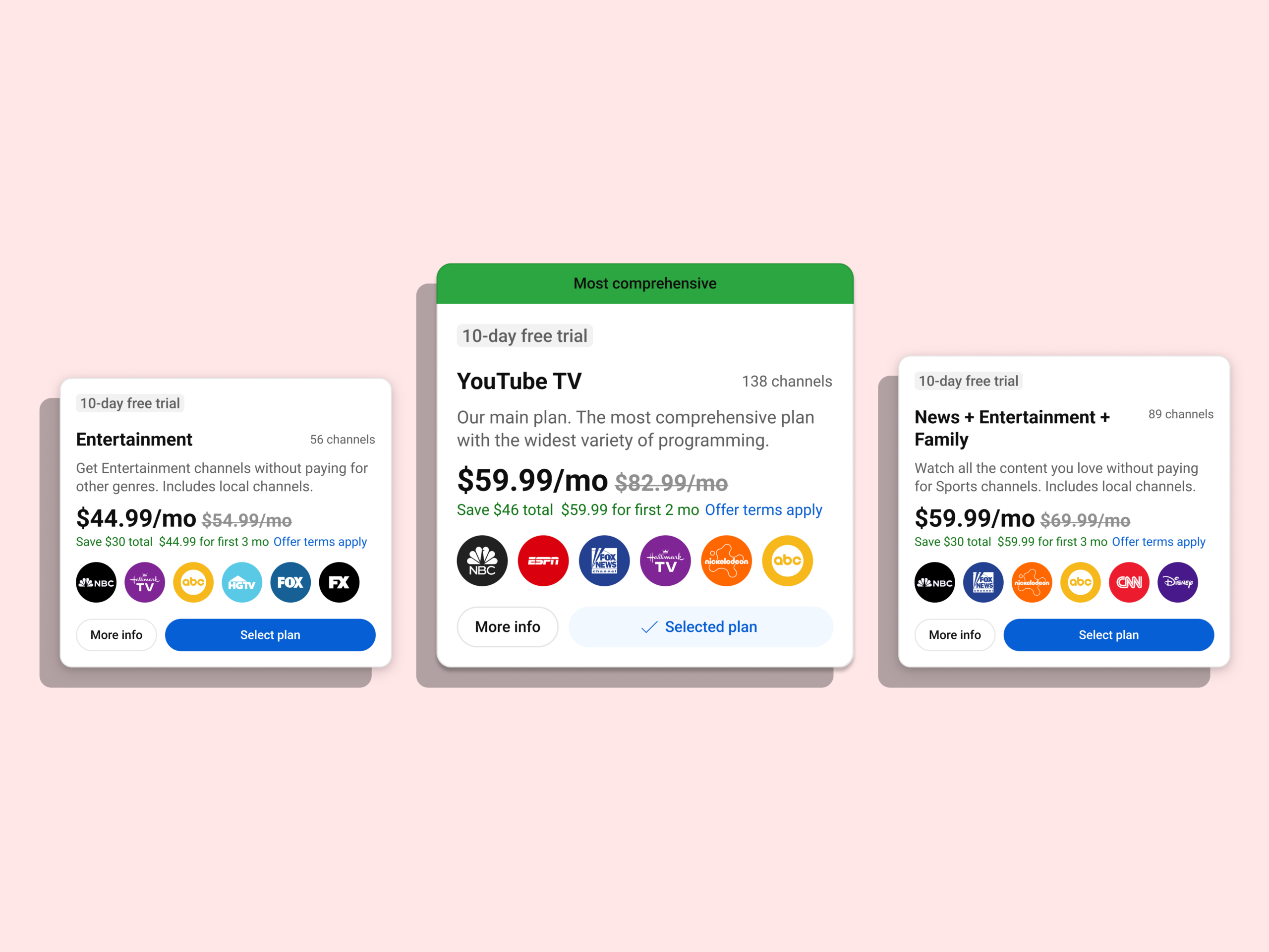Choose the YouTube TV plan that fits your interests