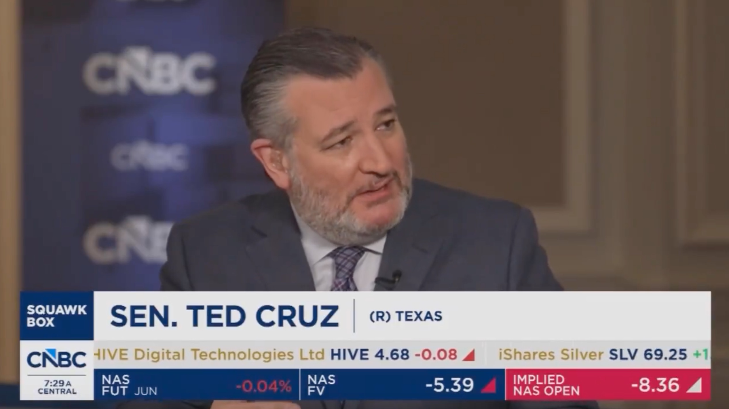 Ted Cruz Rips CNBC Paxton Questions by Invoking Biden DOJ