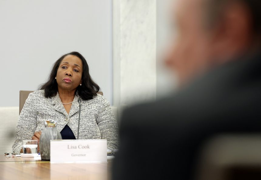 Federal Reserve Board Governor Lisa Cook participates in a board meeting at the Federal Reserve on March 19, 2026 in Washington, DC.