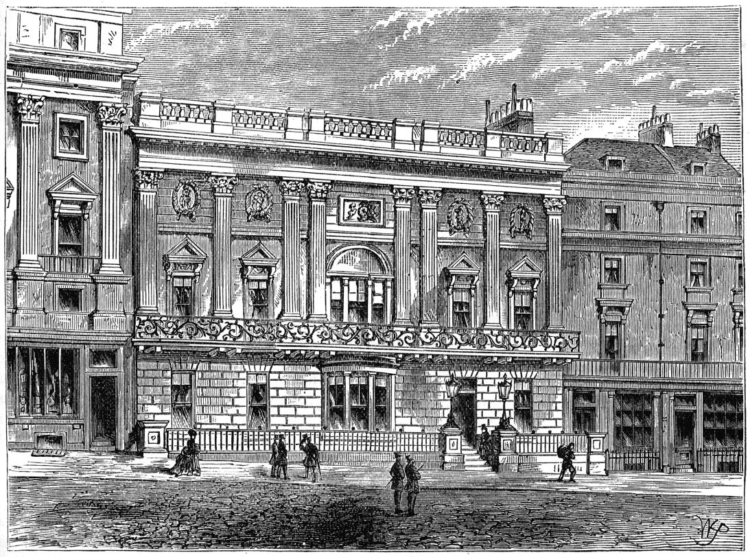 A sketch of White's club in London, 1891.