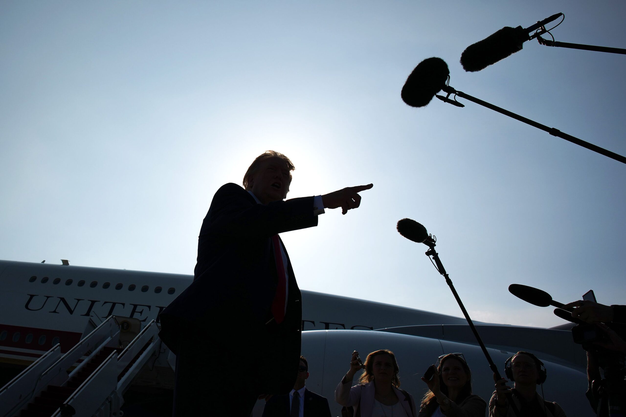 Evan Vucci/Reuters via CNN NewsourceGuests take cover after President Trump and First Lady Melania Trump were rushed out of the White House Correspondents
