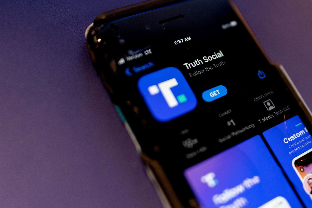 Stefani Reynolds/AFP/Getty Images via CNN NewsourceA phone screen displays the Truth Social app in Washington