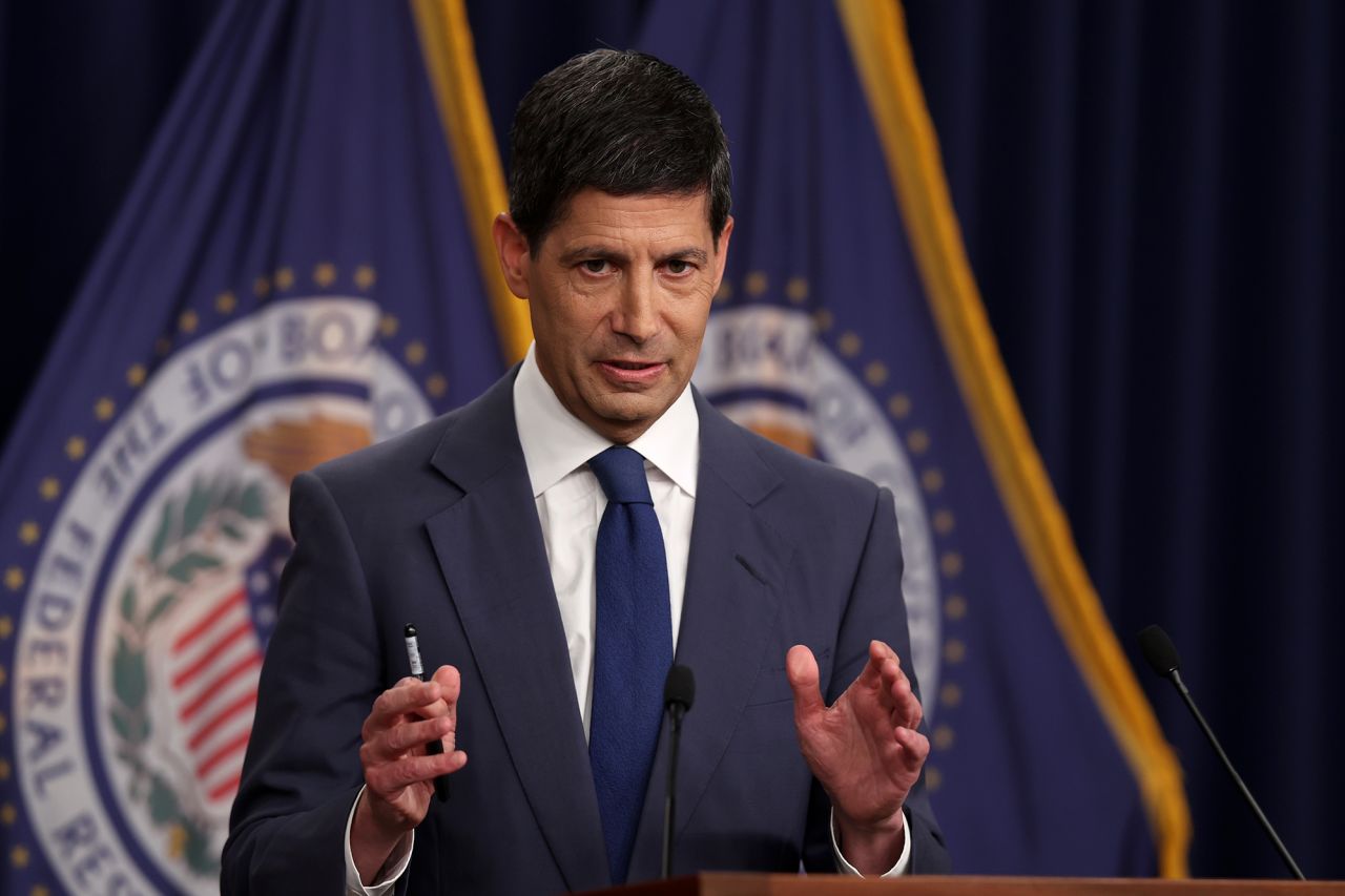 Federal Reserve Chairman Kevin Warsh speaks during a news conference at Federal Reserve Headquarters on Wednesday.