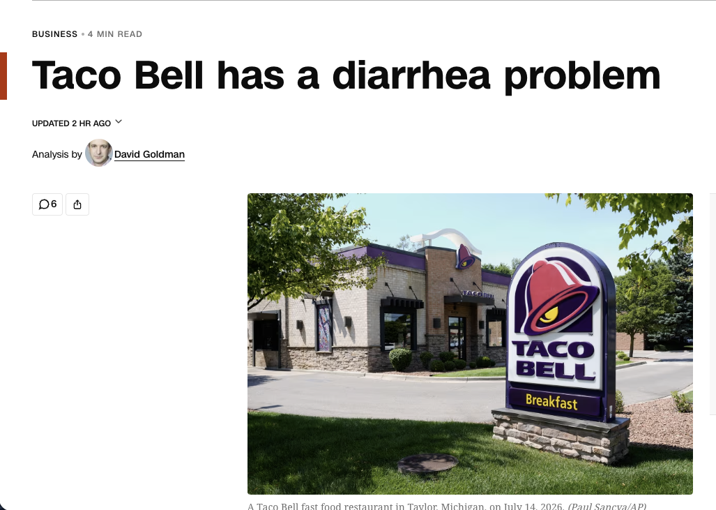 CNN writes the Taco Bell diarrhea headline America needed