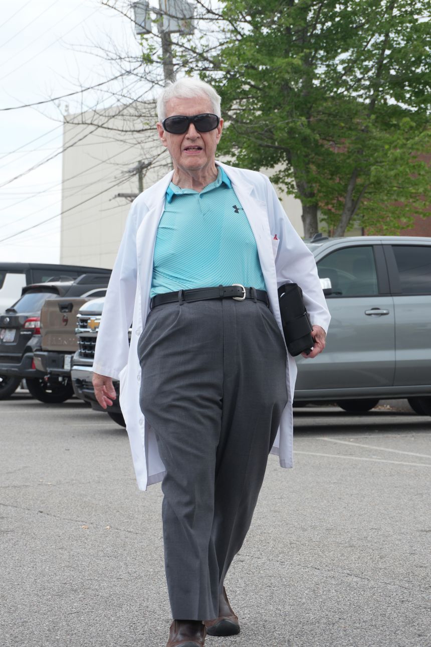 Miller exiting Sovah Health hospital, where he leads the cardiology department.